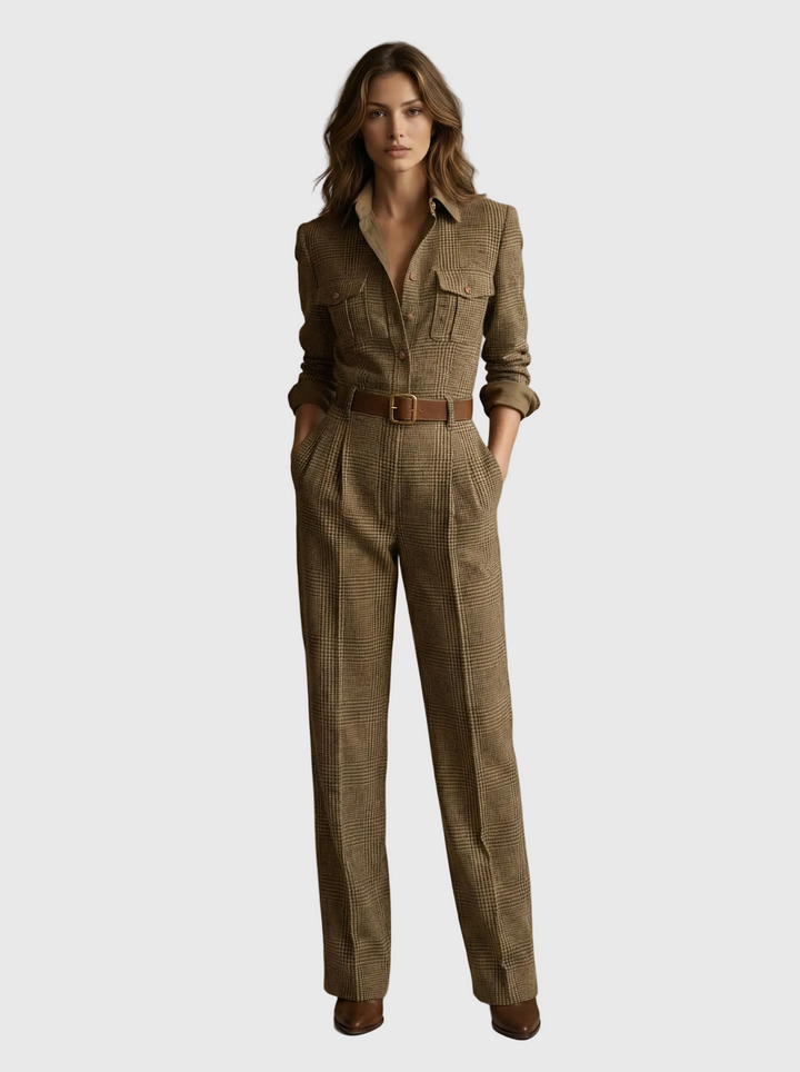 Elga – modern jumpsuit i tweed