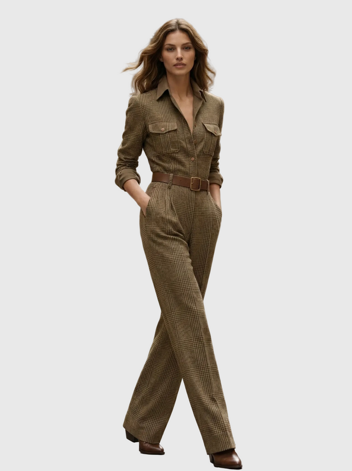 Elga – modern jumpsuit i tweed