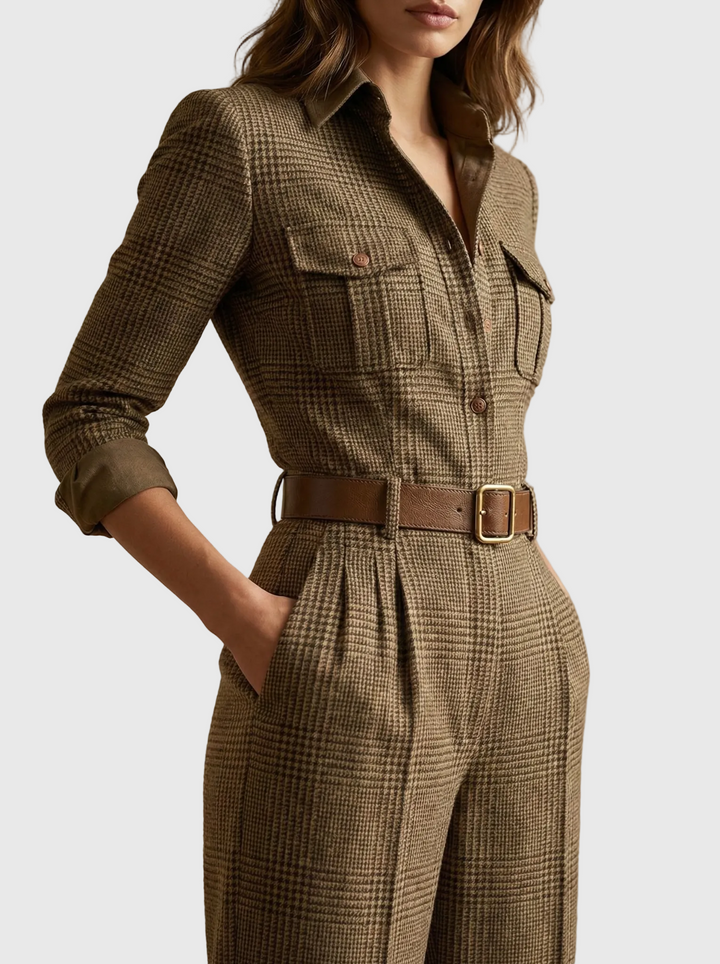 Elga – modern jumpsuit i tweed