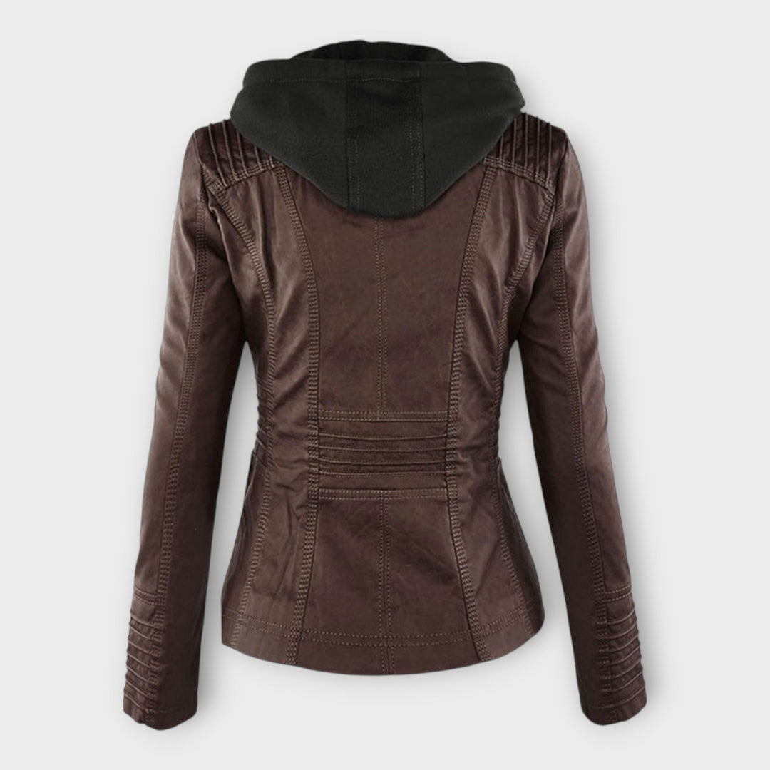 Modern skinnjacka med huva och tidlös design