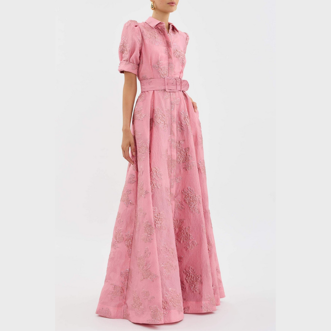 Beatrice – rosa klänning med ballongärmar