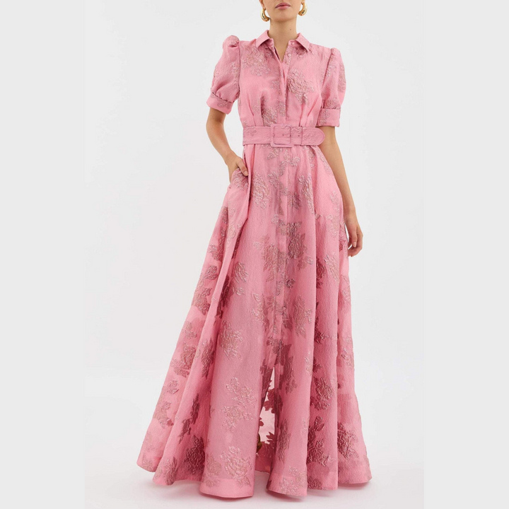Beatrice – rosa klänning med ballongärmar