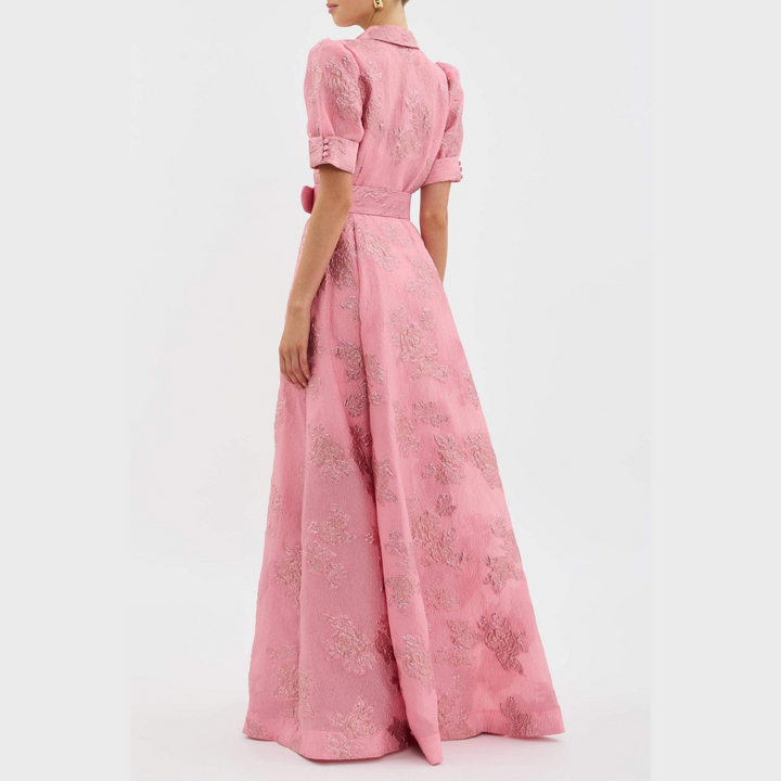 Beatrice – rosa klänning med ballongärmar