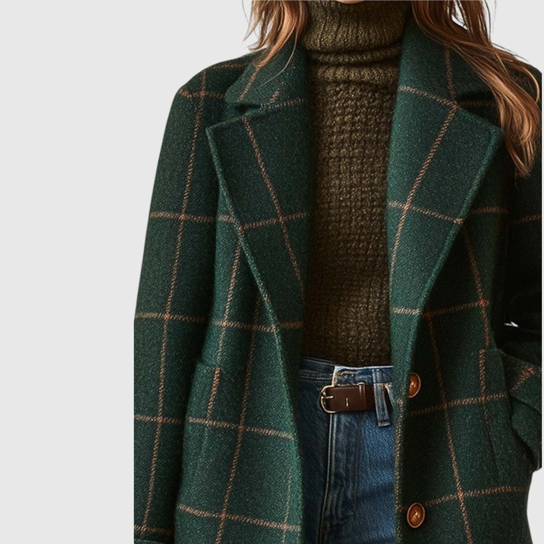 Amélia – retro damkappa med krage och rutmönster