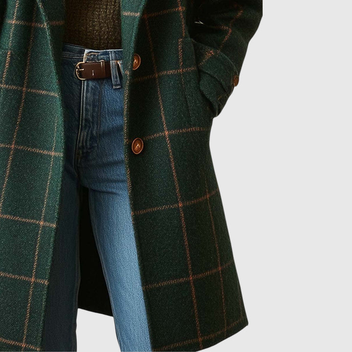 Amélia – retro damkappa med krage och rutmönster