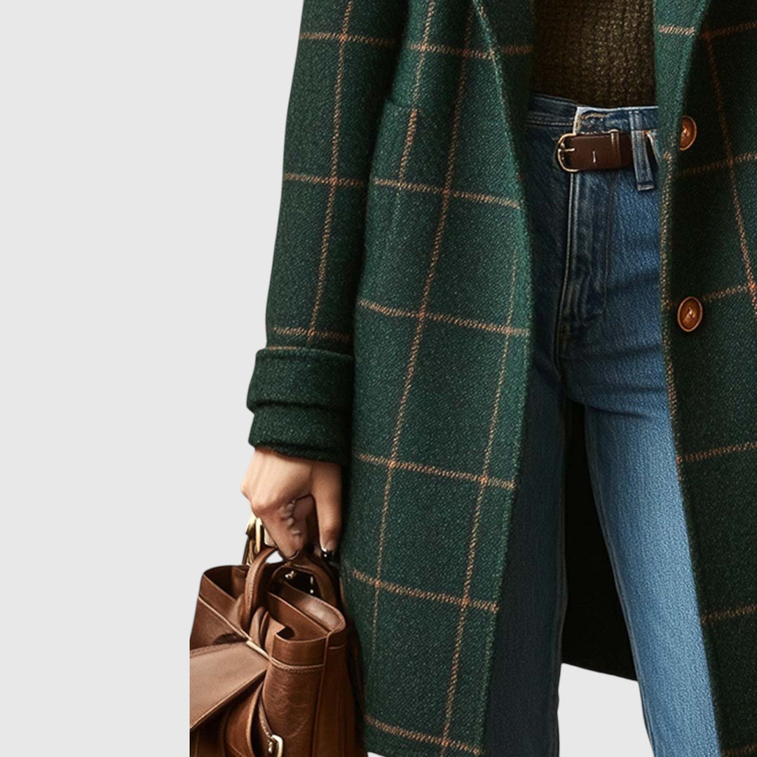 Amélia – retro damkappa med krage och rutmönster