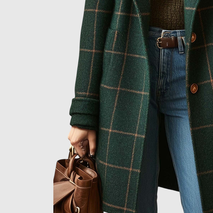 Amélia – retro damkappa med krage och rutmönster
