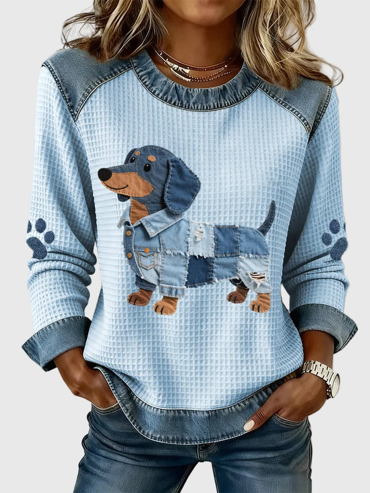 Nuria – förtjusande tax med patchwork-denim